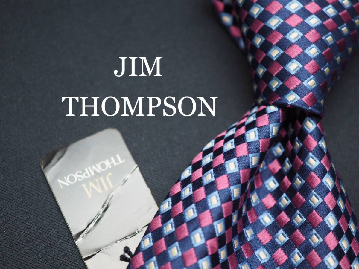 未使用品【JIM THOMPSON ジムトンプソン】 G1585 ネイビーパープル系 SILK ブランド ネクタイ 古着 良品 転売 仕入拍卖