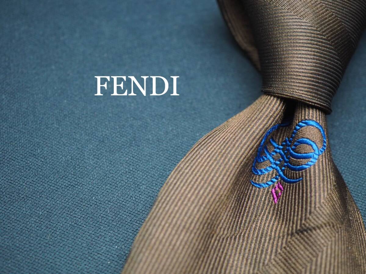 【FENDI フェンディ】 G1608 ブラウン系 SILK ブランド ネクタイ 古着 良品 転売 仕入拍卖