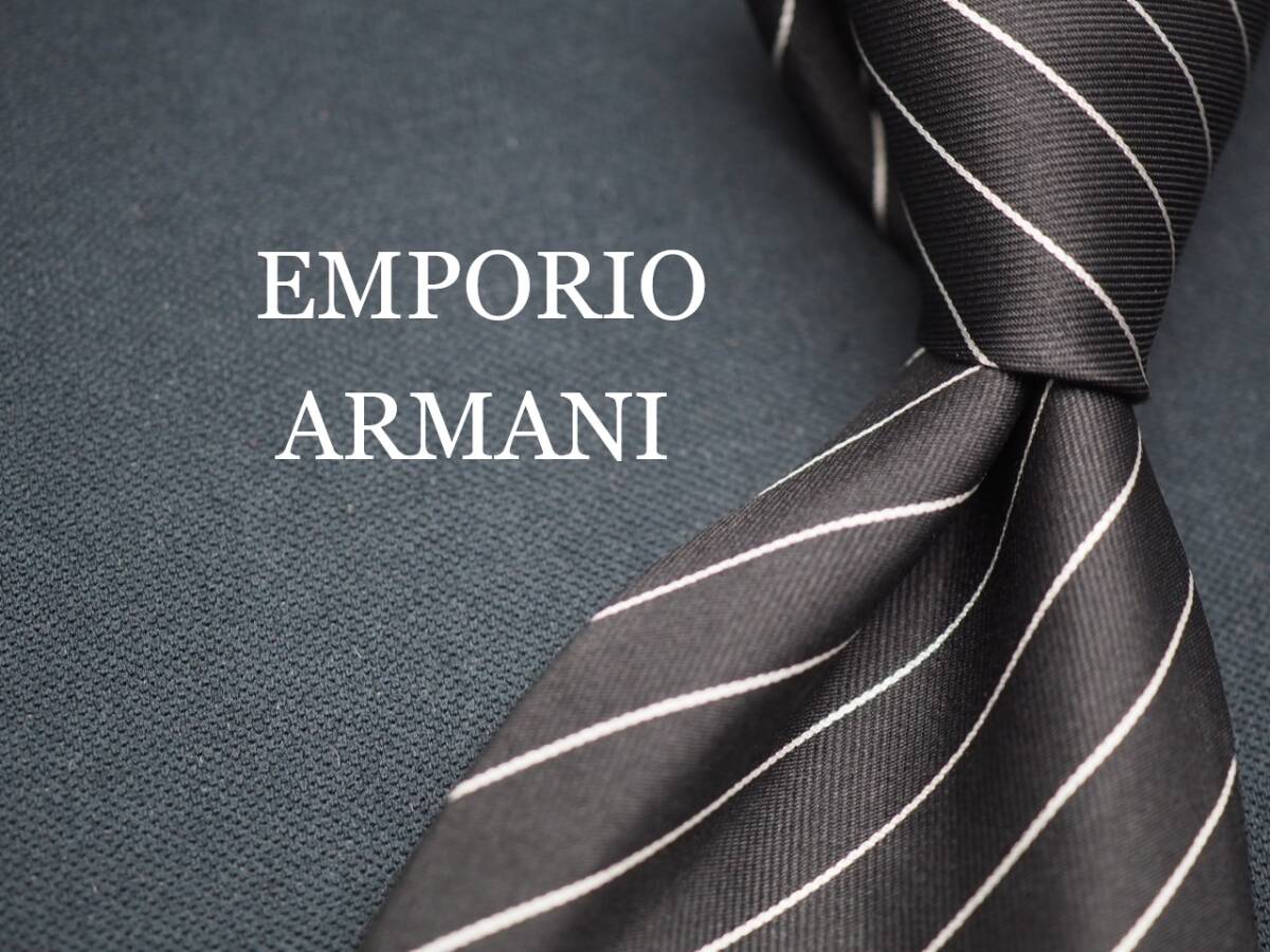 美品【EMPORIO ARMANI エンポリオアルマーニ】 G1652 ブラック系 SILK ブランド ネクタイ 古着 良品 転売 仕入拍卖