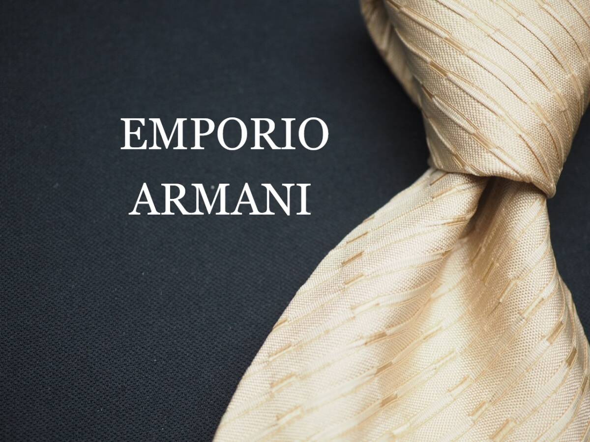 美品【EMPORIO ARMANI エンポリオアルマーニ】 G1655 ジャンパンベージュ系 SILK ブランド ネクタイ 古着 良品 転売 仕入拍卖