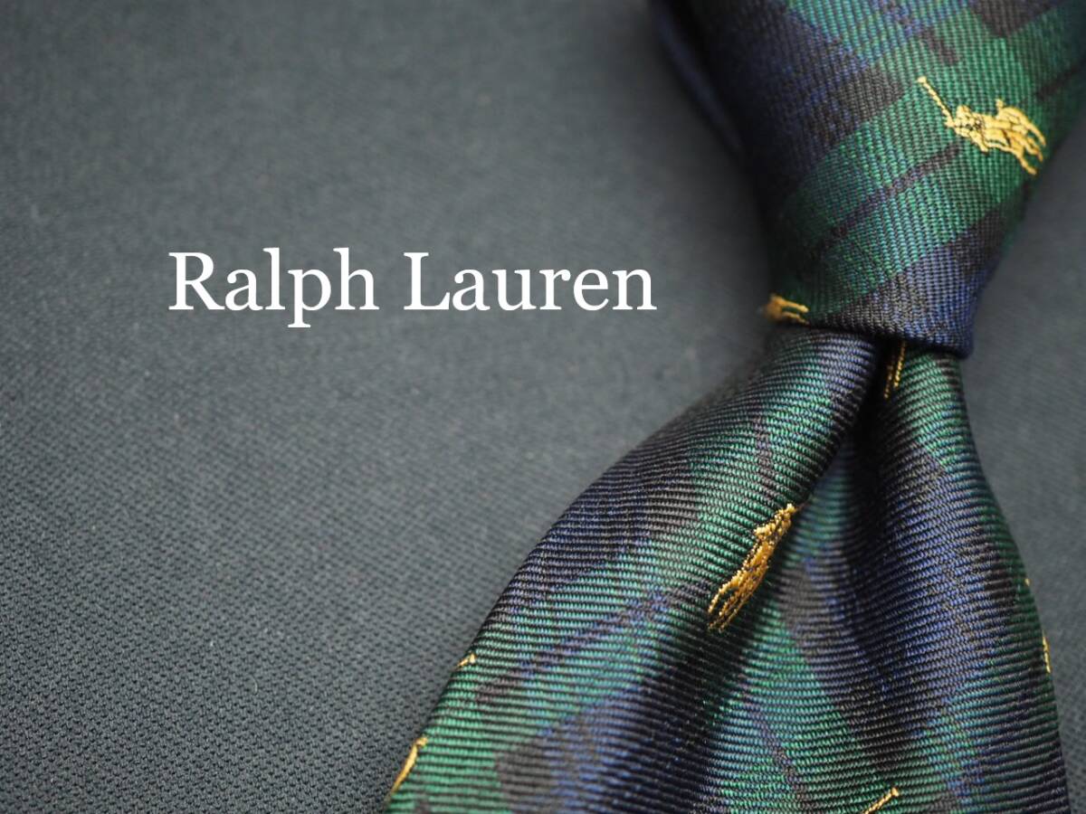 美品【Polo Ralph Lauren ラルフローレン】 G1666 ITALY チェック ポニー SILK ブランド ネクタイ 古着 良品 転売 仕入拍卖
