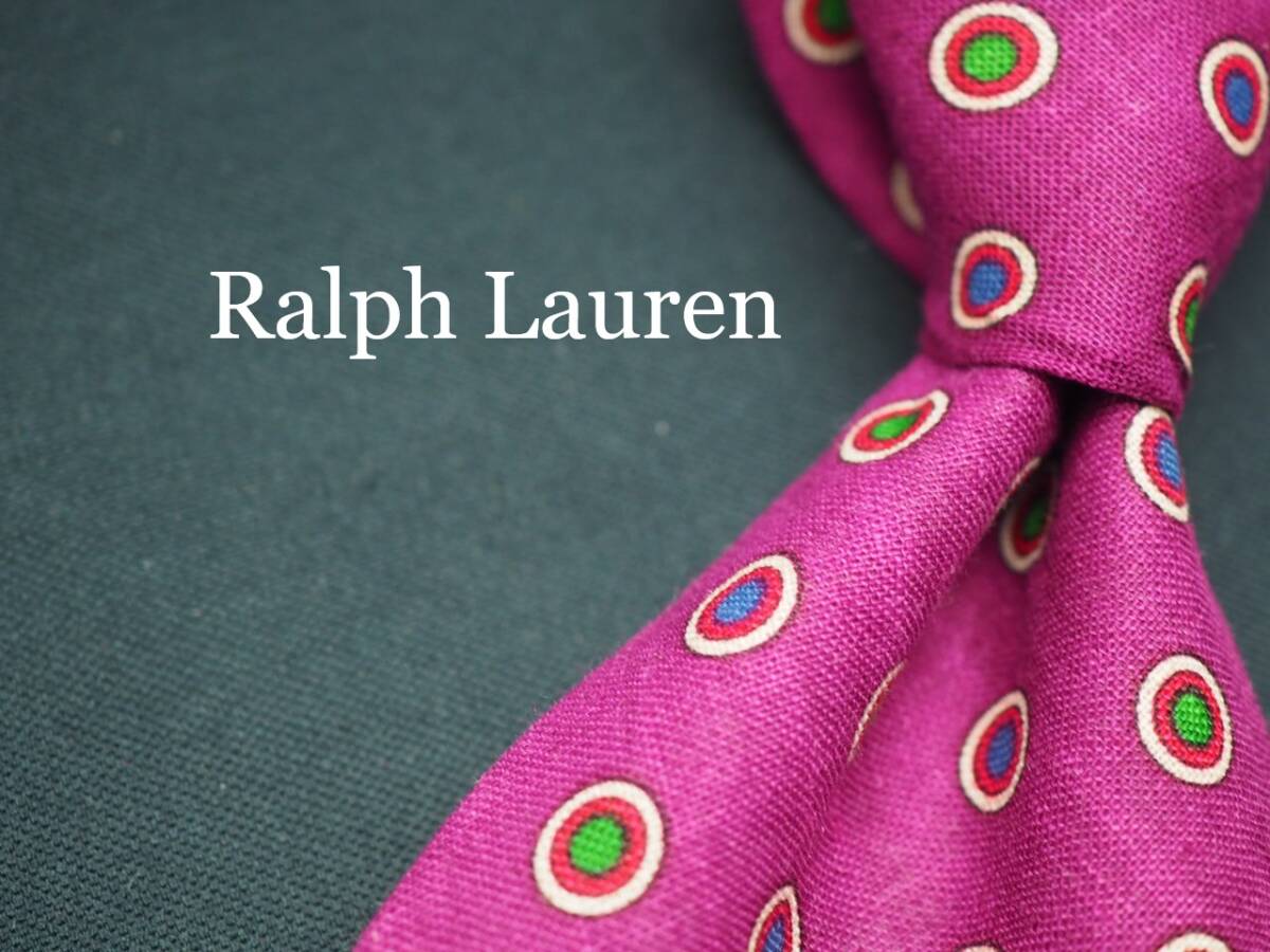 美品【CHAPS Ralph Lauren ラルフローレン】 G1672 USA パープル系 LINEN ブランド ネクタイ 古着 良品 転売 仕入拍卖