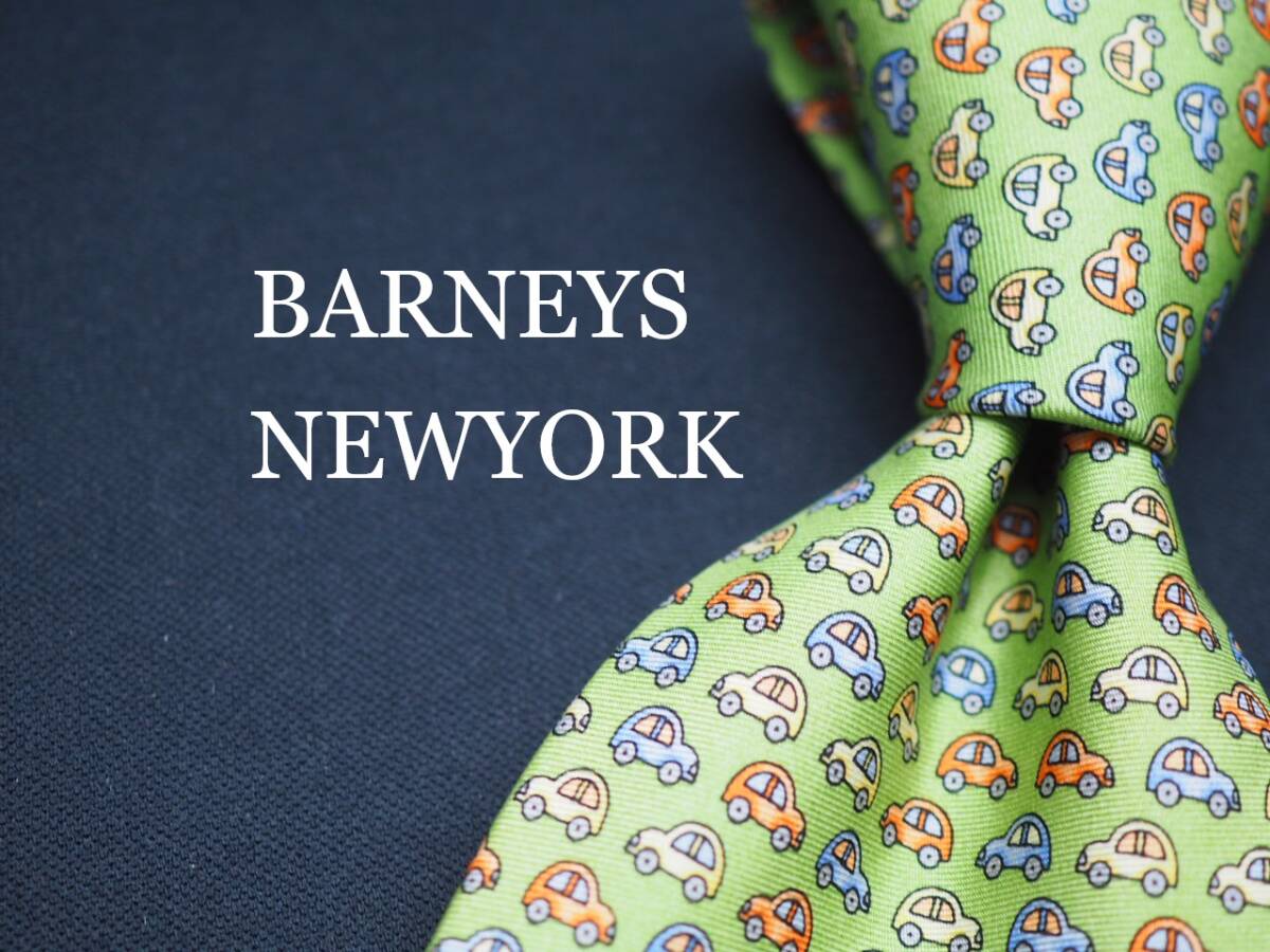美品【BARNEYS NEW YORK バーニーズニューヨーク】 G1680 USA 黄緑 玄間 SILK ブランド ネクタイ 古着 良品 転売 仕入拍卖