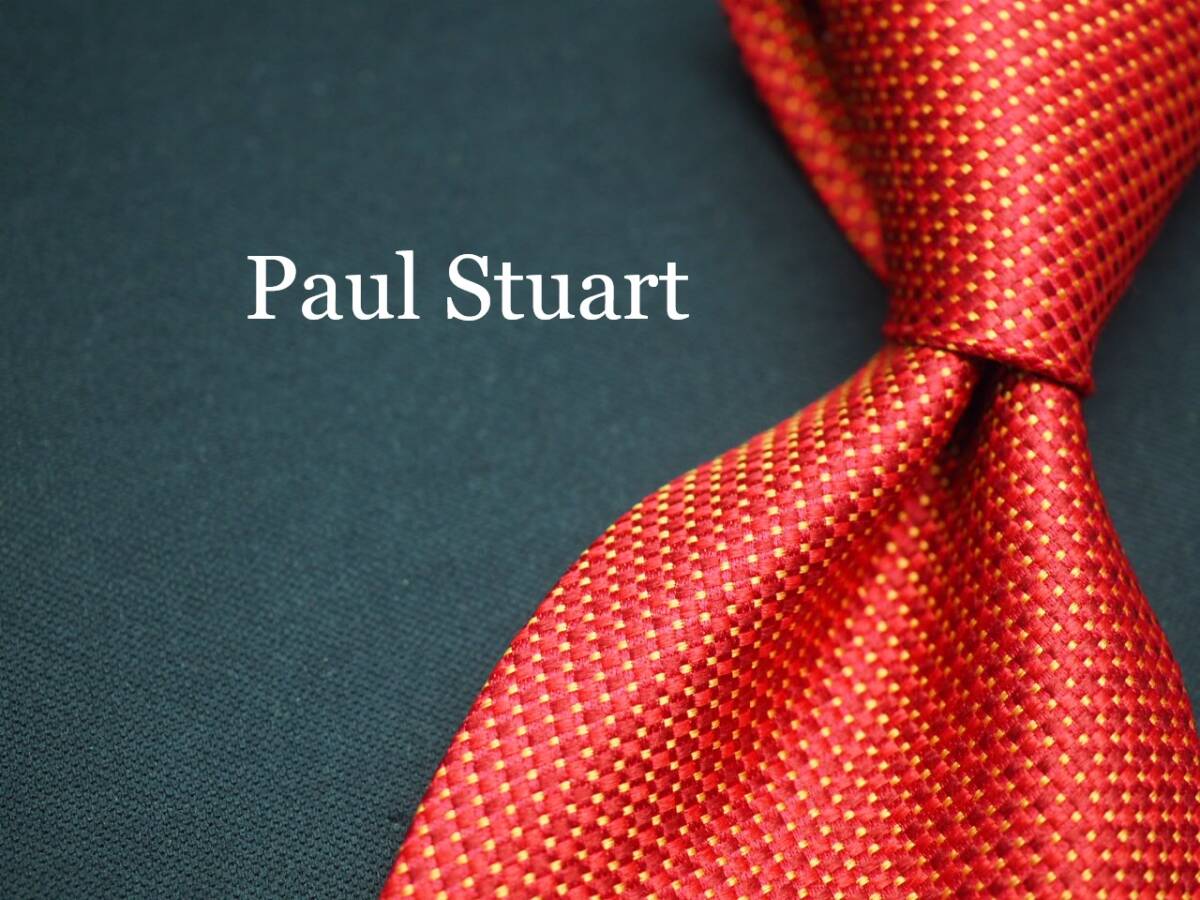 美品【Paul Stuart ポールスチュアート】 G1765 日本製 赤系 SILK ブランド ネクタイ 古着 良品 転売 仕入拍卖