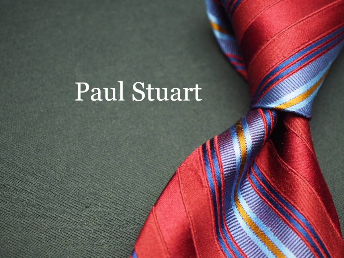 美品【Paul Stuart ポールスチュアート】 G1767 日本製 ワイン系 SILK ブランド ネクタイ 古着 良品 転売 仕入拍卖