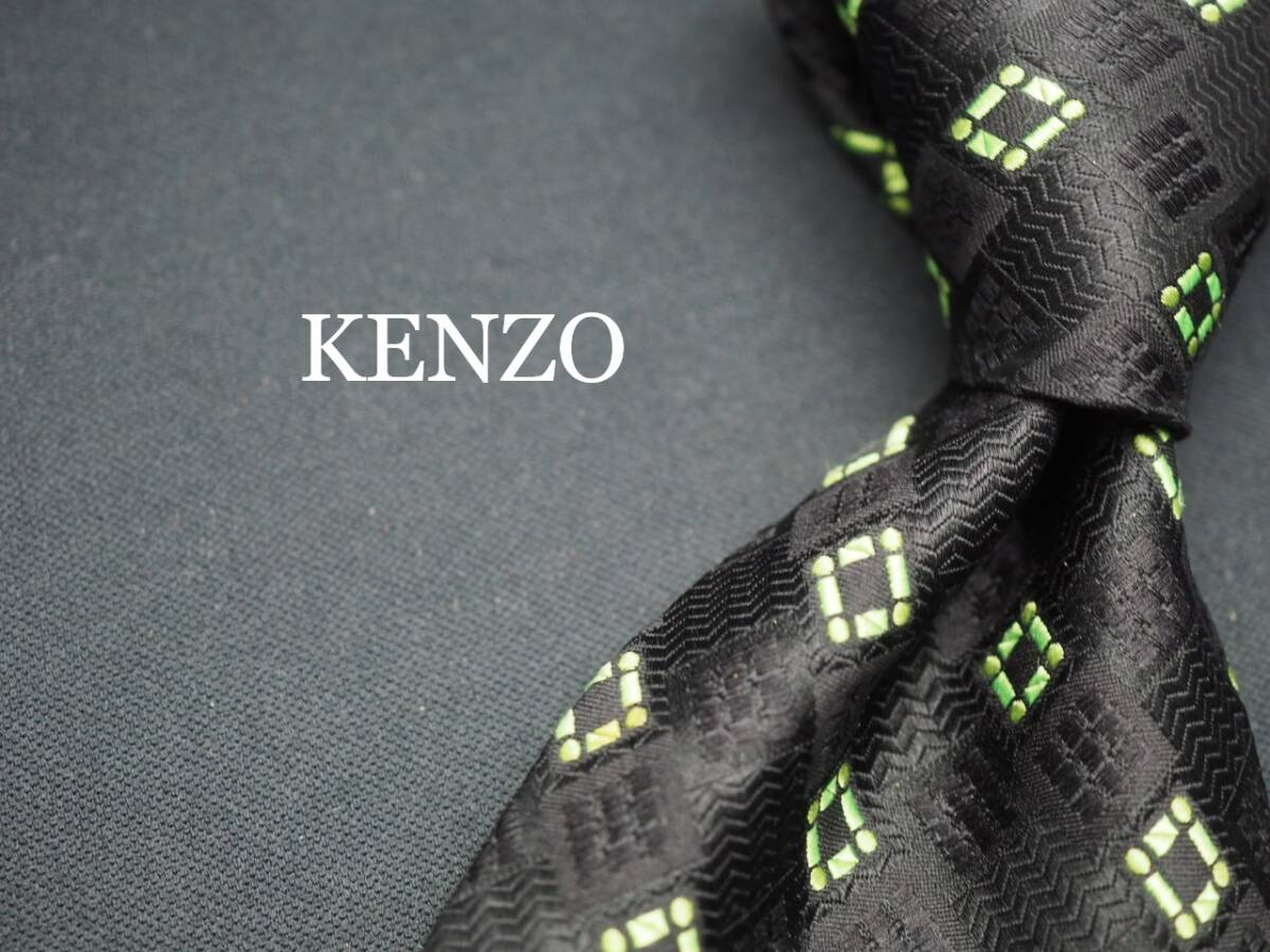 美品【KENZO ケンゾー】 G1803 ITALY ブラック系 SILK ブランド ネクタイ 古着 良品 転売 仕入拍卖