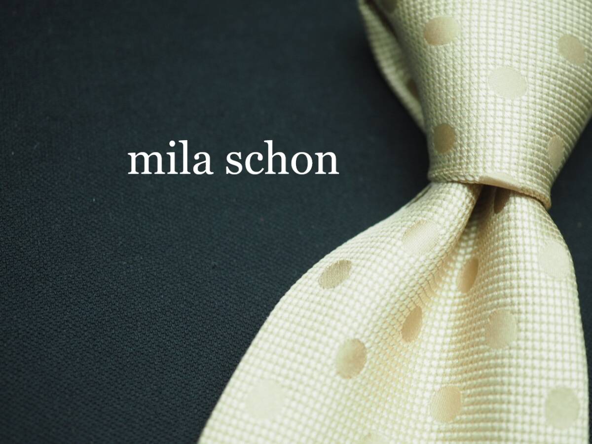 美品【Mila Schon ミラショーン】 G1822 シャンパン系 SILK ブランド ネクタイ 古着 良品 転売 仕入拍卖