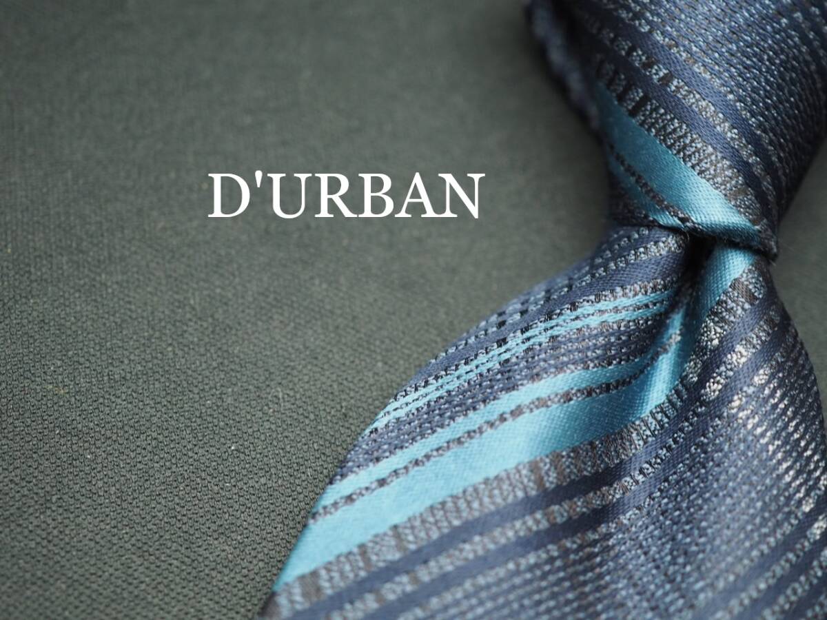 美品【D'URBAN ダーバン】 G1912 日本製 ネイビー チェック SILK ブランド ネクタイ 古着 良品 転売 仕入拍卖