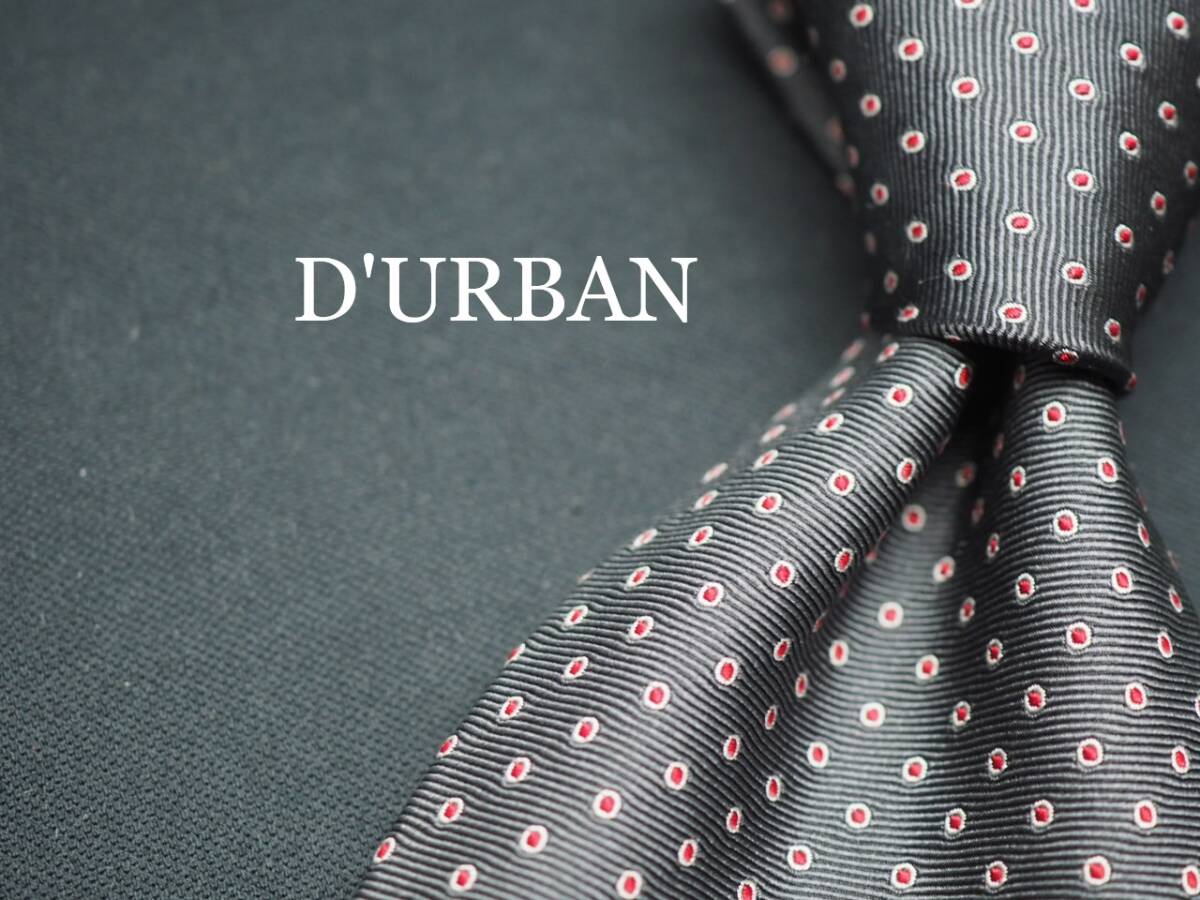 美品【D'URBAN ダーバン】 G1915 グレー 赤 SILK ブランド ネクタイ 古着 良品 転売 仕入拍卖