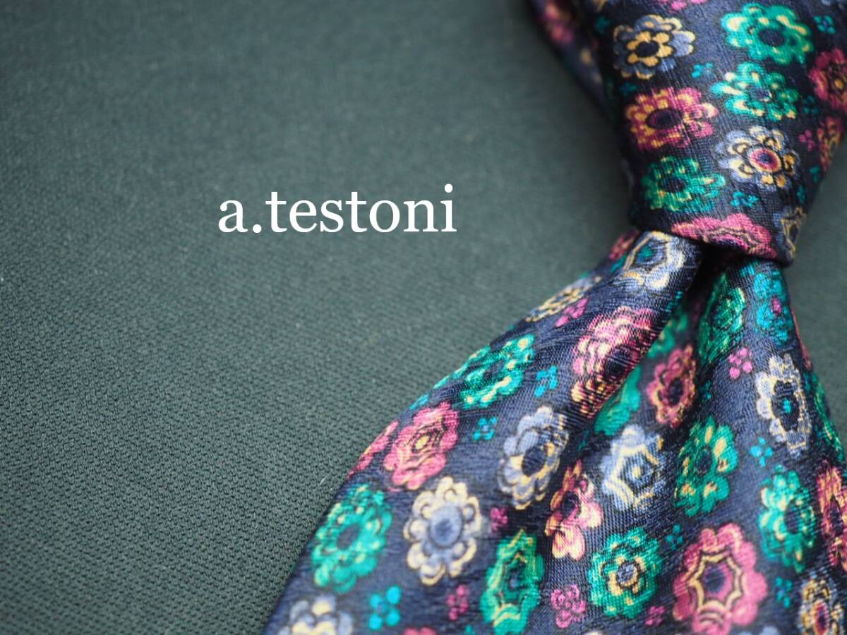 美品【a.testoni テストーニ】 G1926 SILK ブランド ネクタイ 古着 良品 転売 仕入拍卖