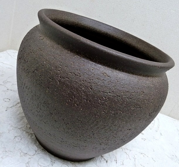 (☆BM)特大 信楽焼 ADMINA-1-8 アドミナ 鉢 花器 高さ32.5×直径39㎝/7.5kg 金魚鉢 めだか鉢 陶器製 花瓶 大きいサイズ拍卖