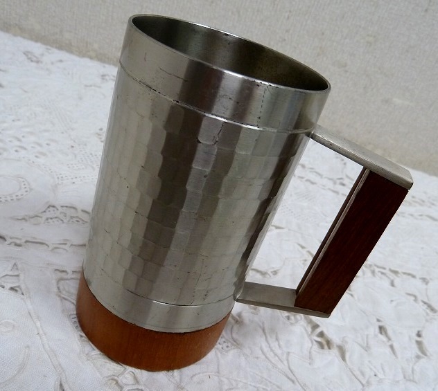 (☆BM)レトロ マグカップ 木製/錫製 ビアジョッキ ビール コップ アンティーク調 お洒落 300ml拍卖