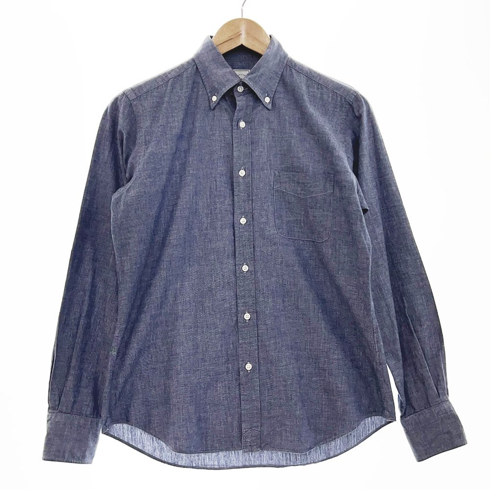 ●Factelier ファクトリエ HITOYOSHI 人吉シャツ 長袖 ボタンダウンシャツ メンズ サイズM ネイビー ダンガリーシャツ トップス 1AB/94074拍卖