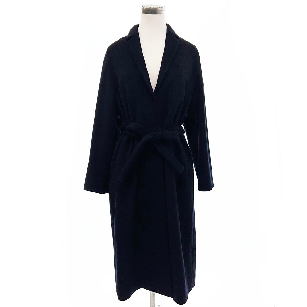 ★未使用 Factelier SEWING ASAHI ファクトリエ ウールカシミヤ ベルテッドチェスターコート レディース ネイビーSEW0125NVY00 3BB/94059拍卖