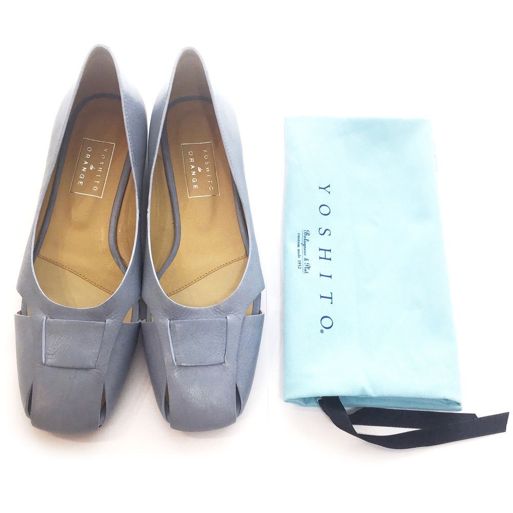 ◆2022SS 未使用 YOSHITO de ORANGE ヨシトデオランジェ【24750円】フラットパンプス レディース22.5cm ブルーグレー 134C8301 5BC/94035拍卖