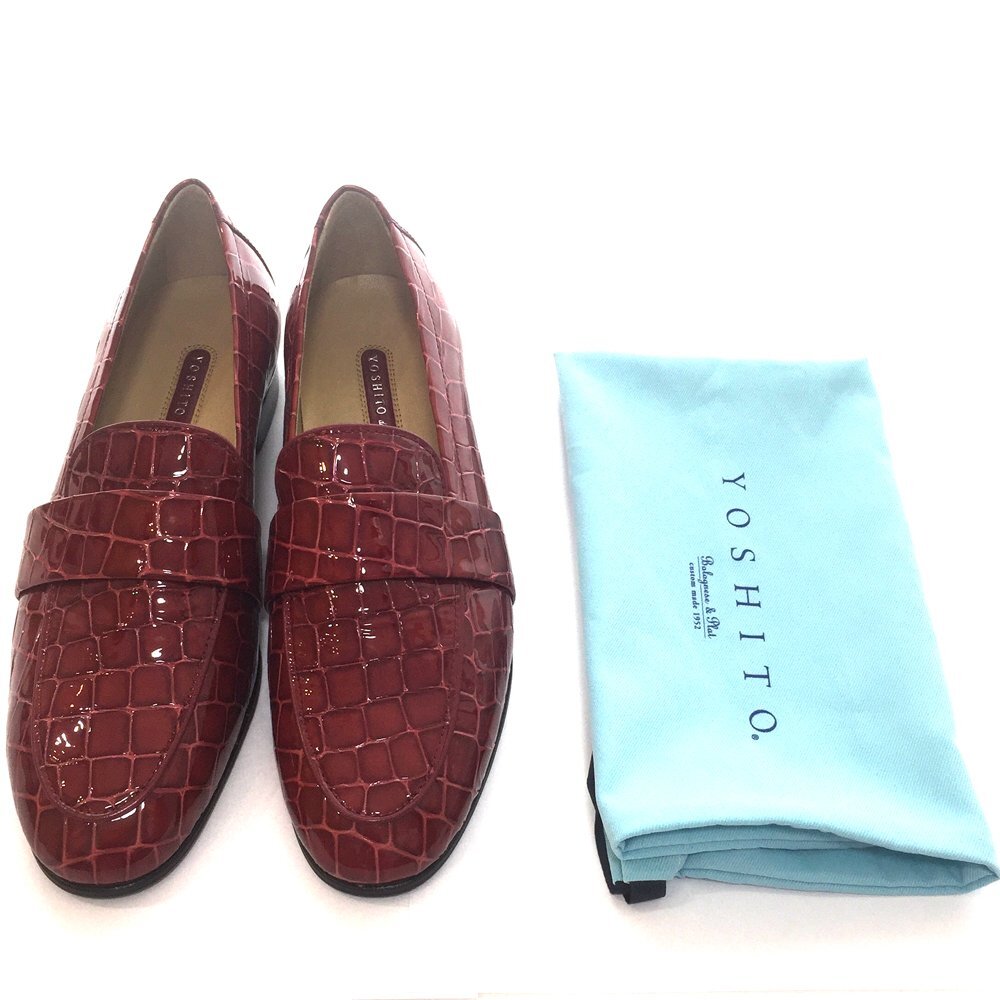 ◆2024AW 未使用 YOSHITO de ORANGE ヨシトデオランジェ【31900円】エナメル ローファー レディース22.5cm レッド レザー 5BC/94033拍卖