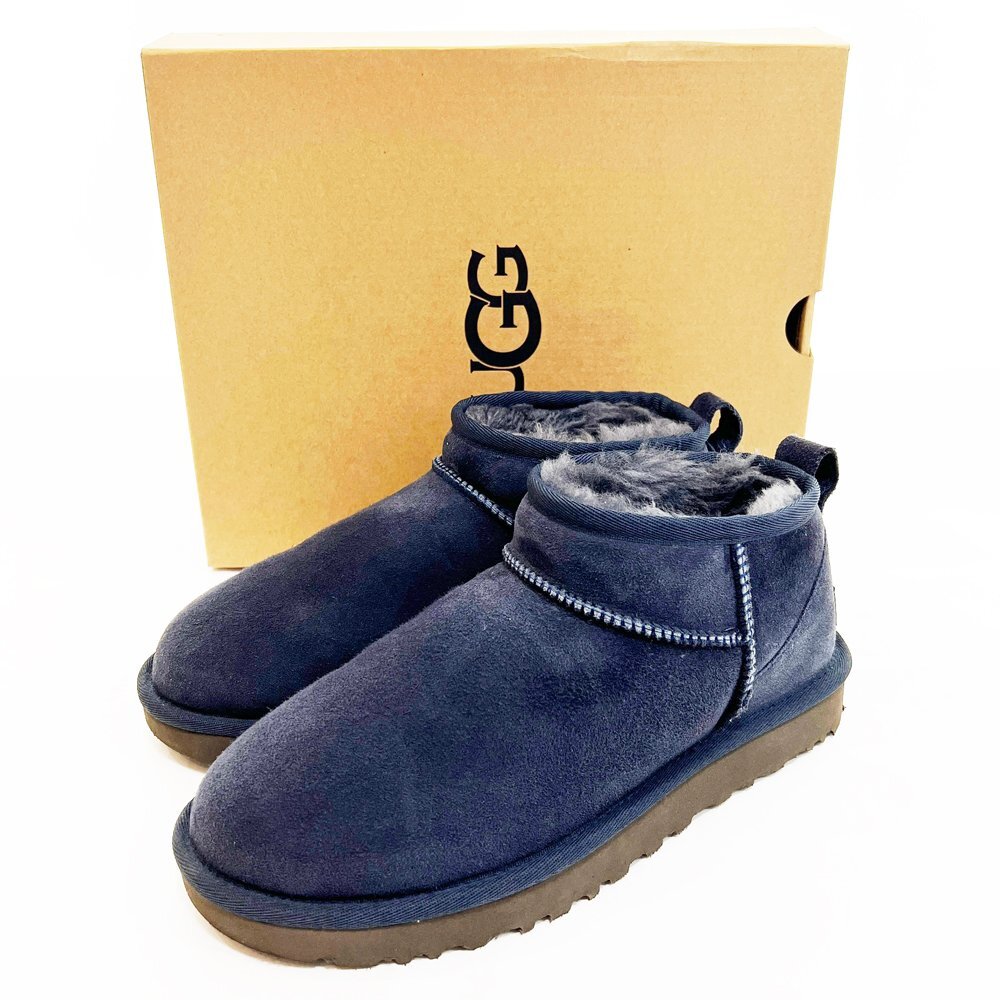 ◆美品 UGG アグ W CLASSIC ULTRA MINI クラシックウルトラミニ スエード ショートブーツ レディースUS7 24cm ブルーグレー 5BB/94107拍卖
