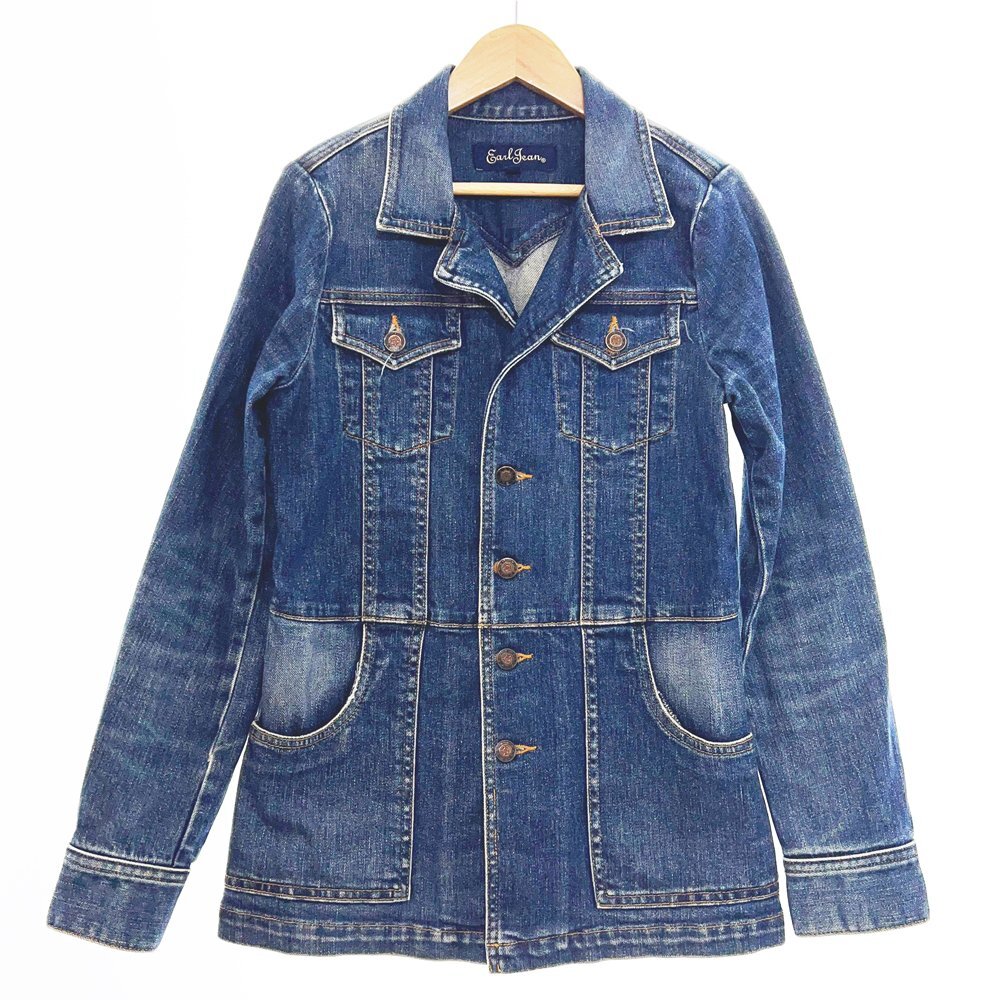 ★Earl Jean アールジーン 長袖 ストレッチデニムジャケット サイズS レディース ブルーウォッシュ アウター コットン 2BB/94114拍卖