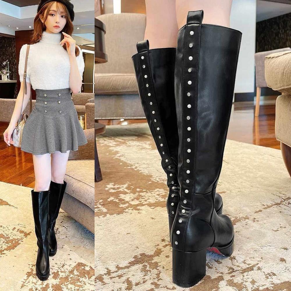 michellMacaron ミシェルマカロン パールストーンロングブーツ拍卖