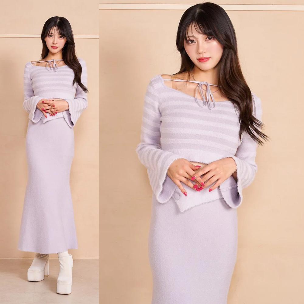 Darich ダーリッチ フェザーミックスニットセットアップ パープル拍卖