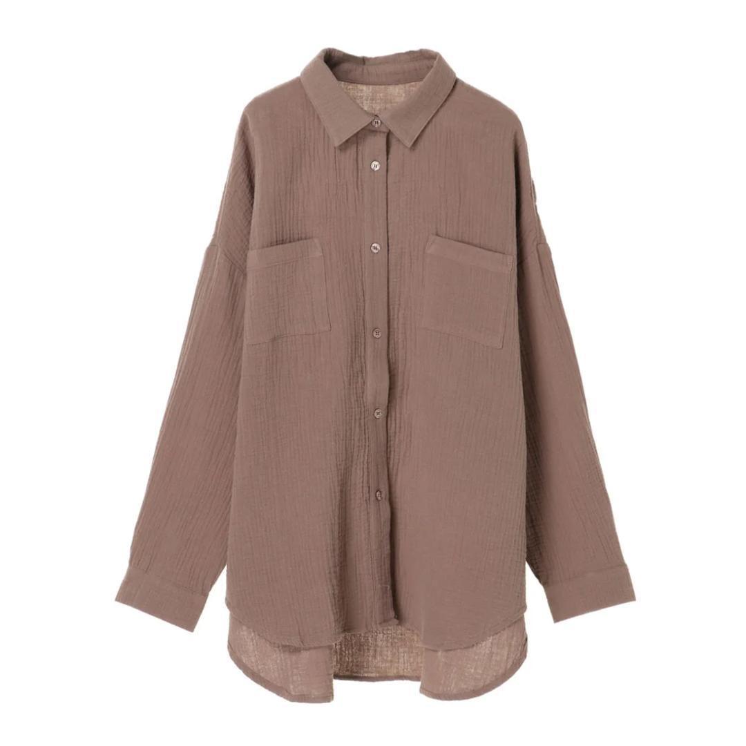 DURAS デュラス ガーゼリラックスシャツ ブラウン拍卖