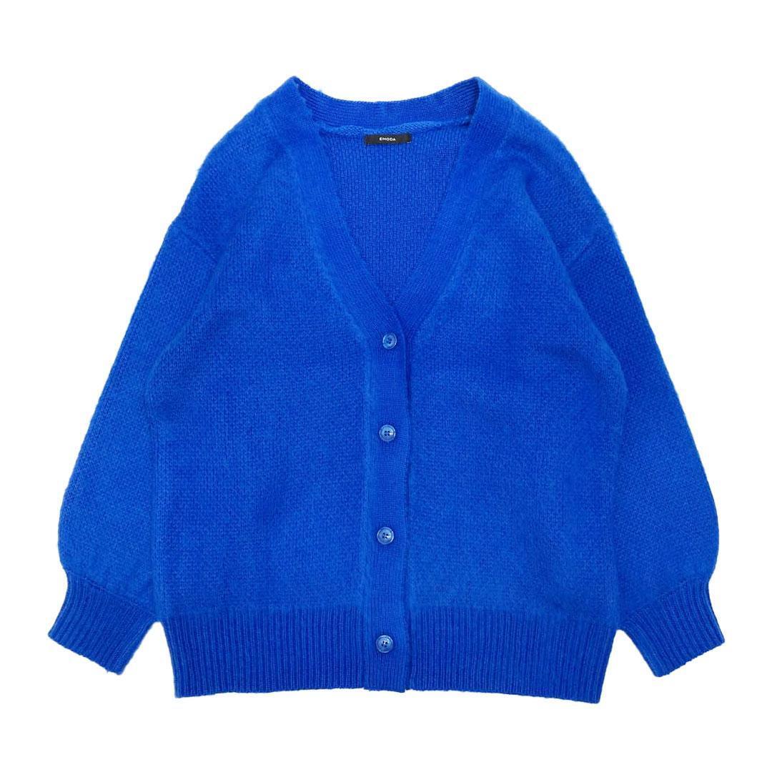 EMODA エモダ カラーシャギーパフカーディガン ブルー拍卖