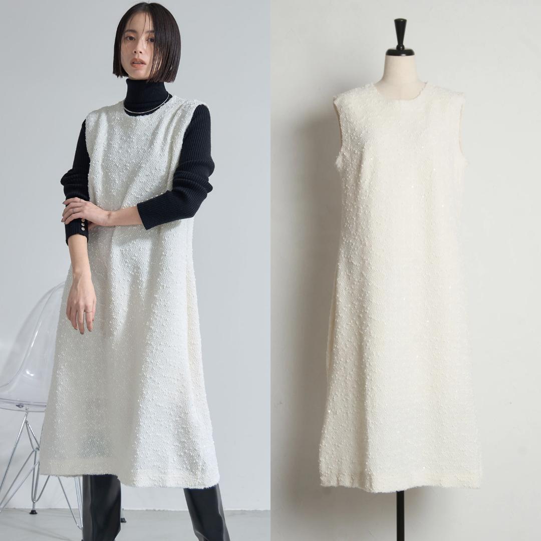 &. NOSTALGIA アンドドット ノスタルジア ツイードノースリーブワンピース拍卖