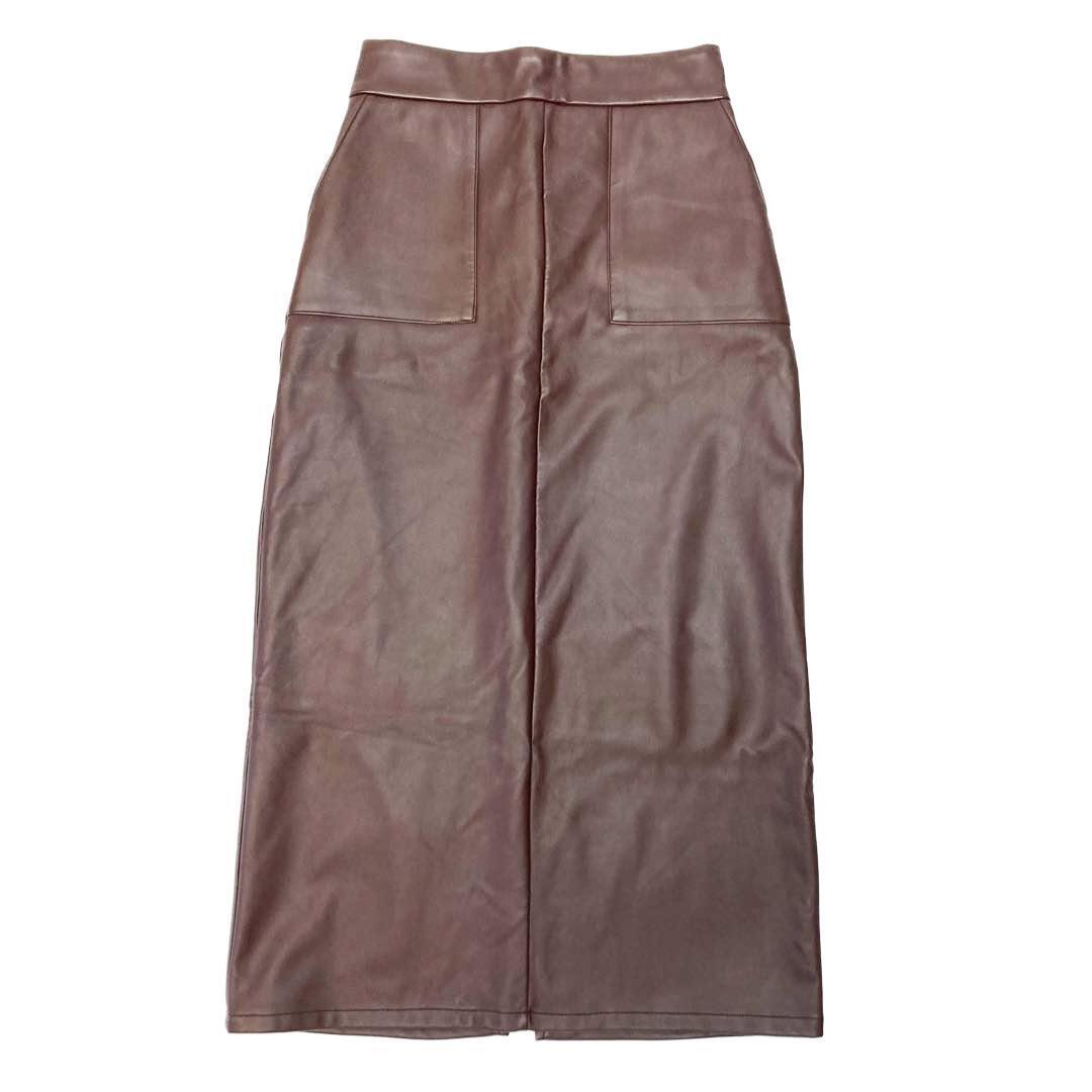 RESEXXY リゼクシー フェイクレザータイトスカート ブラウン拍卖