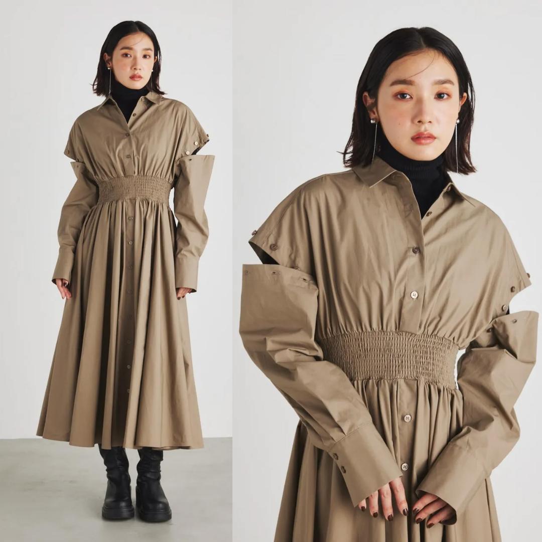 rienda リエンダ スイッチングアームシャツワンピース拍卖