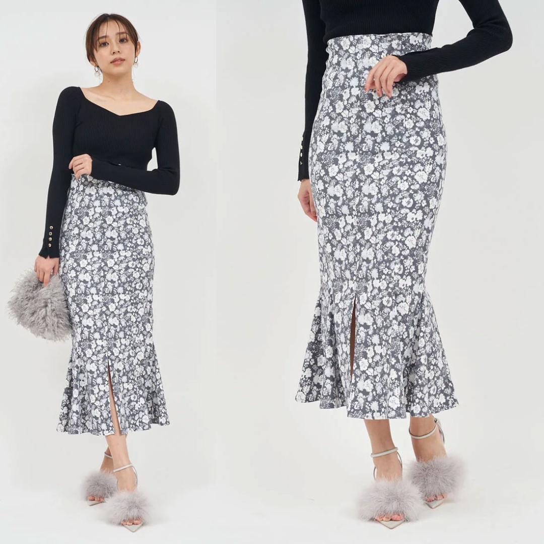 ROYAL PARTY ロイヤルパーティー 柄ストレッチマーメイドスカート拍卖