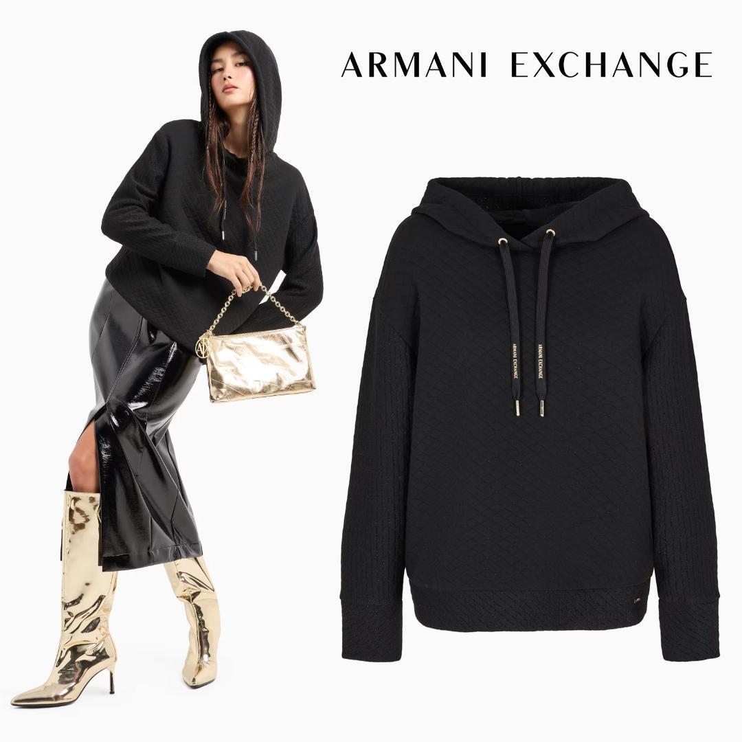 A|X ARMANI EXCHANGE アルマーニエクスチェンジ キルティング×ラメ フーデッドスウェットパーカー拍卖