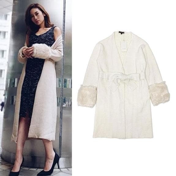 rienda リエンダ フェイクファースリーブ ロングニットカーディガン拍卖