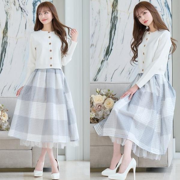 EmiriaWiz エミリアウィズ Brise check skirt ブリスチェックスカート グレー拍卖