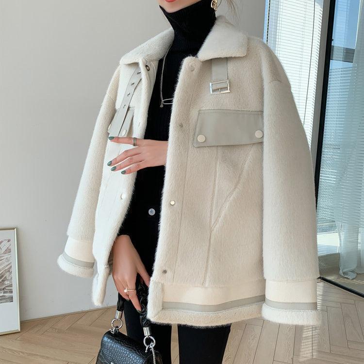 Salang サラン ミンクフリースジャケット アイボリー 韓国ファッション拍卖