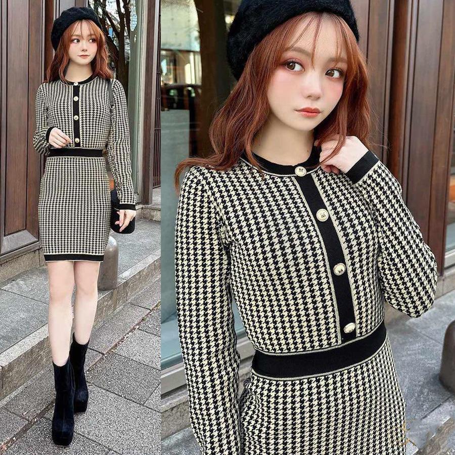 michellMacaron ミシェルマカロン 千鳥ニットワンピース拍卖