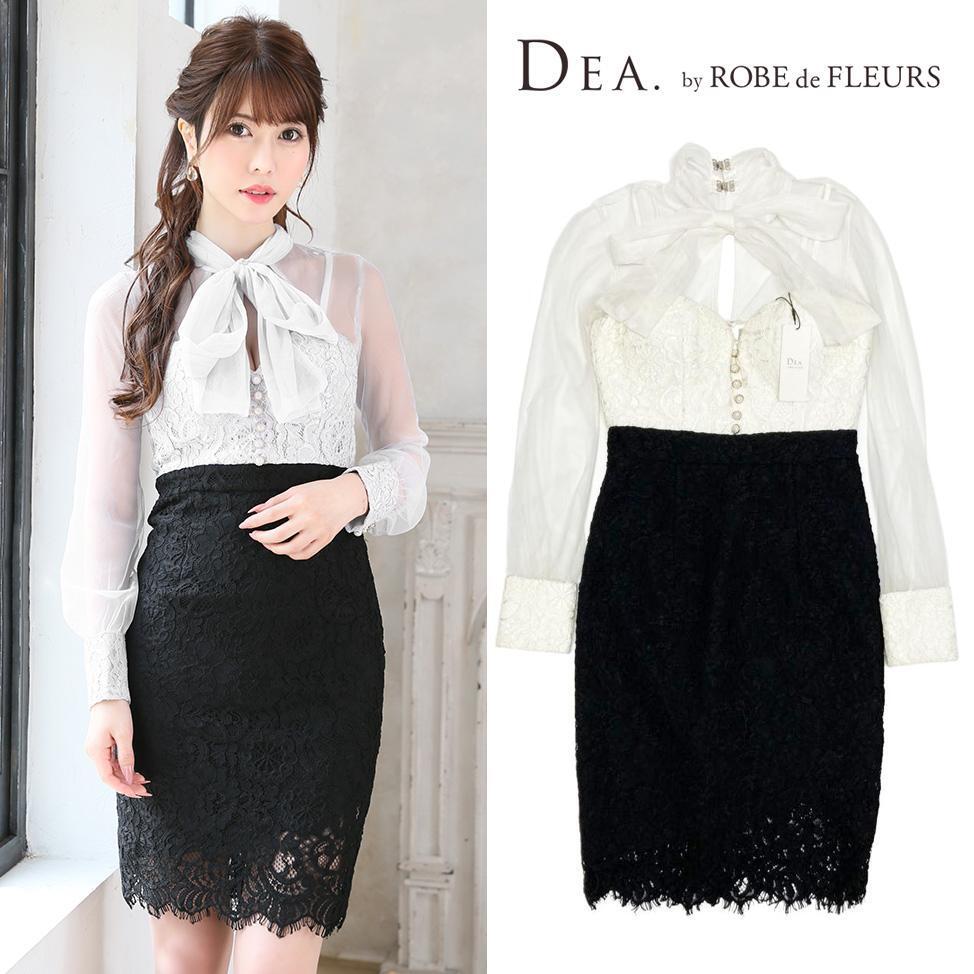DEA. by ROBE de FLEURS ディア バイ ローブドフルール ブラウスデザイン×バイカラータイトミニドレス DE1682拍卖