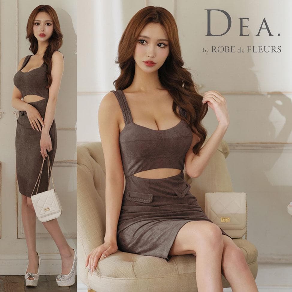 DEA. by ROBE de FLEURS ディア バイ ローブドフルール スウェード×ウエストカットデザインキャバドレス DE2776拍卖