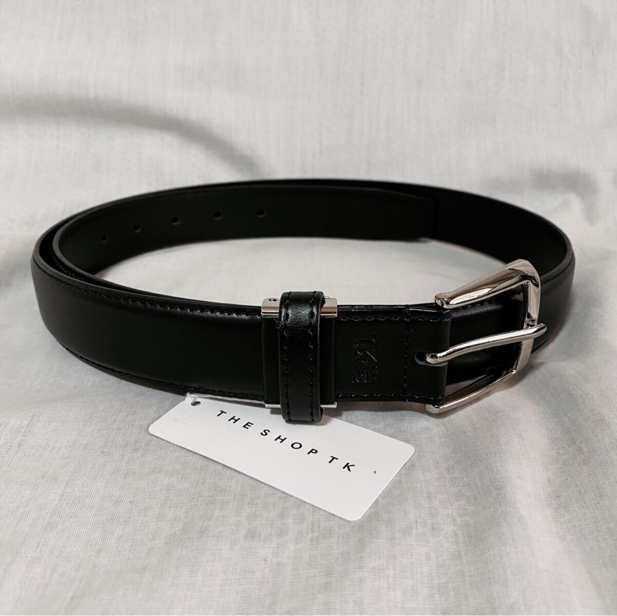 新品 正規品 TK タケオキクチ メンズ レザー 本革 ベルト 黒 ロゴ 日本製 牛革拍卖