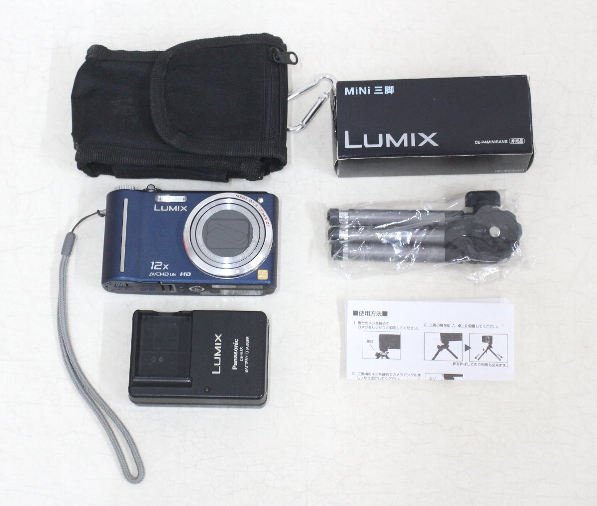 ld12■Panasonic◆デジタルカメラ◆LUMIX◆DMC-TZ7◆ブルー◆動作品◆充電器・ミニ三脚付き◆パナソニック◆デジカメ◆コンデジ拍卖