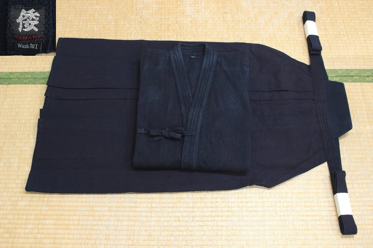 t0340◇剣道着+綿袴◆倭・正藍染など◆170cm道着はやや余裕あり◆3L・93.8cm24.5号◆剣道拍卖