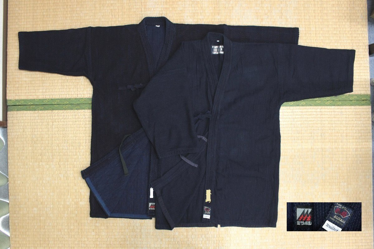 s9702◇剣道着2枚◆ミツボシ・BUSEN◆175cm前後くらい◆#4・4号◆腰下菱刺二重・アキハ織◆刺糸切れ一列あり◆剣道拍卖