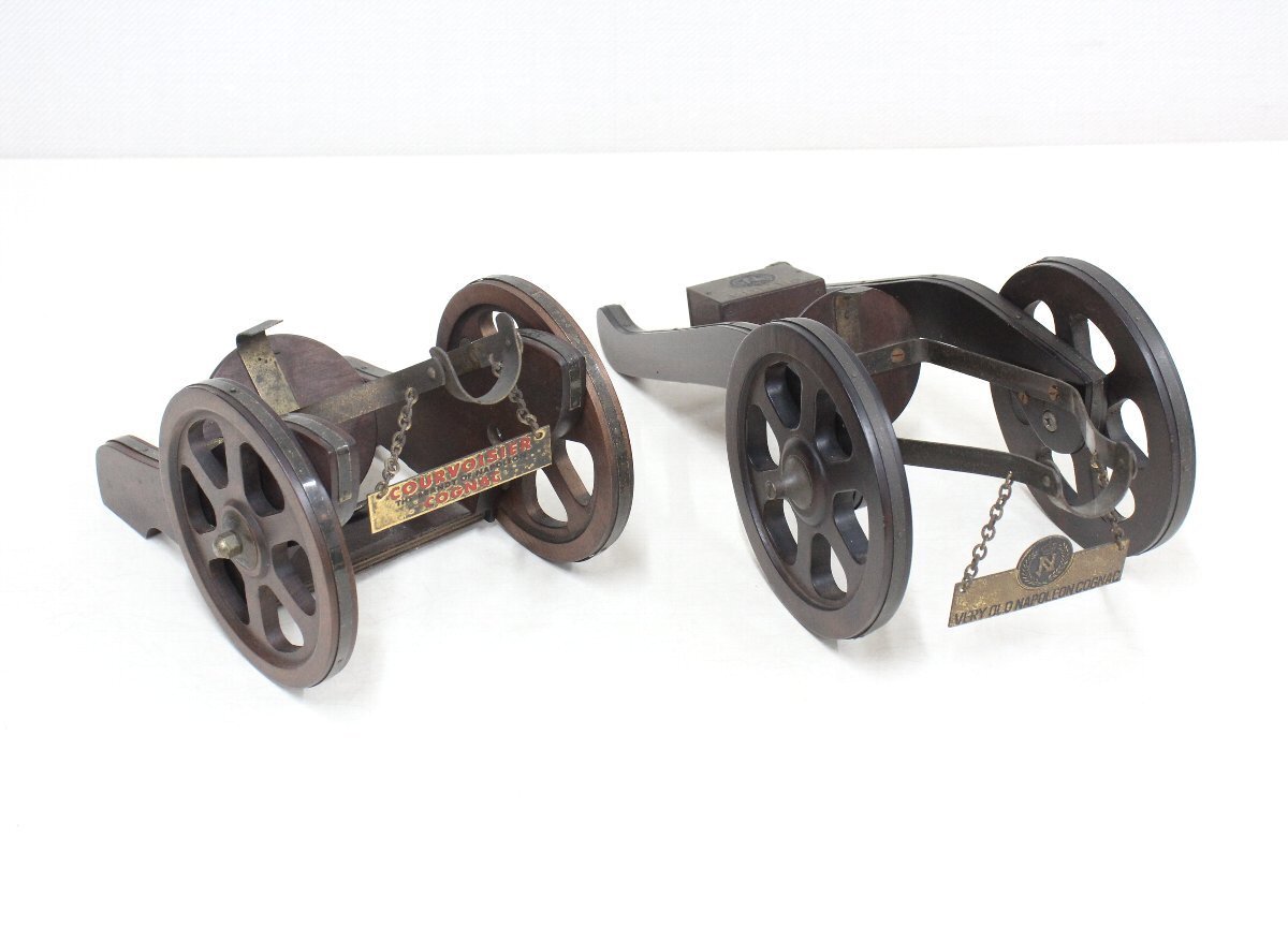 ld13■木製大砲型ボトルケース◆2点まとめて◆COURVOISIER◆CAMUS◆ナポレオン◆コニャック◆ワインホルダー◆アンティーク◆インテリア拍卖