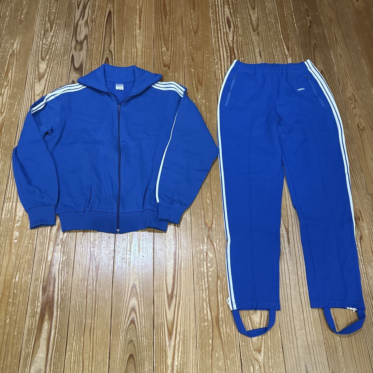 adidas アディダス ジャージ ヴィンテージ セットアップ トラックジャケット 80s 上下 ブルー/ホワイトライン 80年代 W.GERMANYタグ 5拍卖