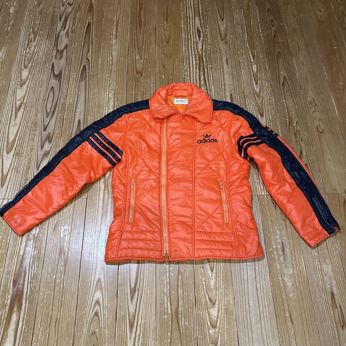 adidas アディダス ナイロンジャケット ヴィンテージ スキージャケット 80s オレンジ/ブラックライン 80年代 デサント製拍卖