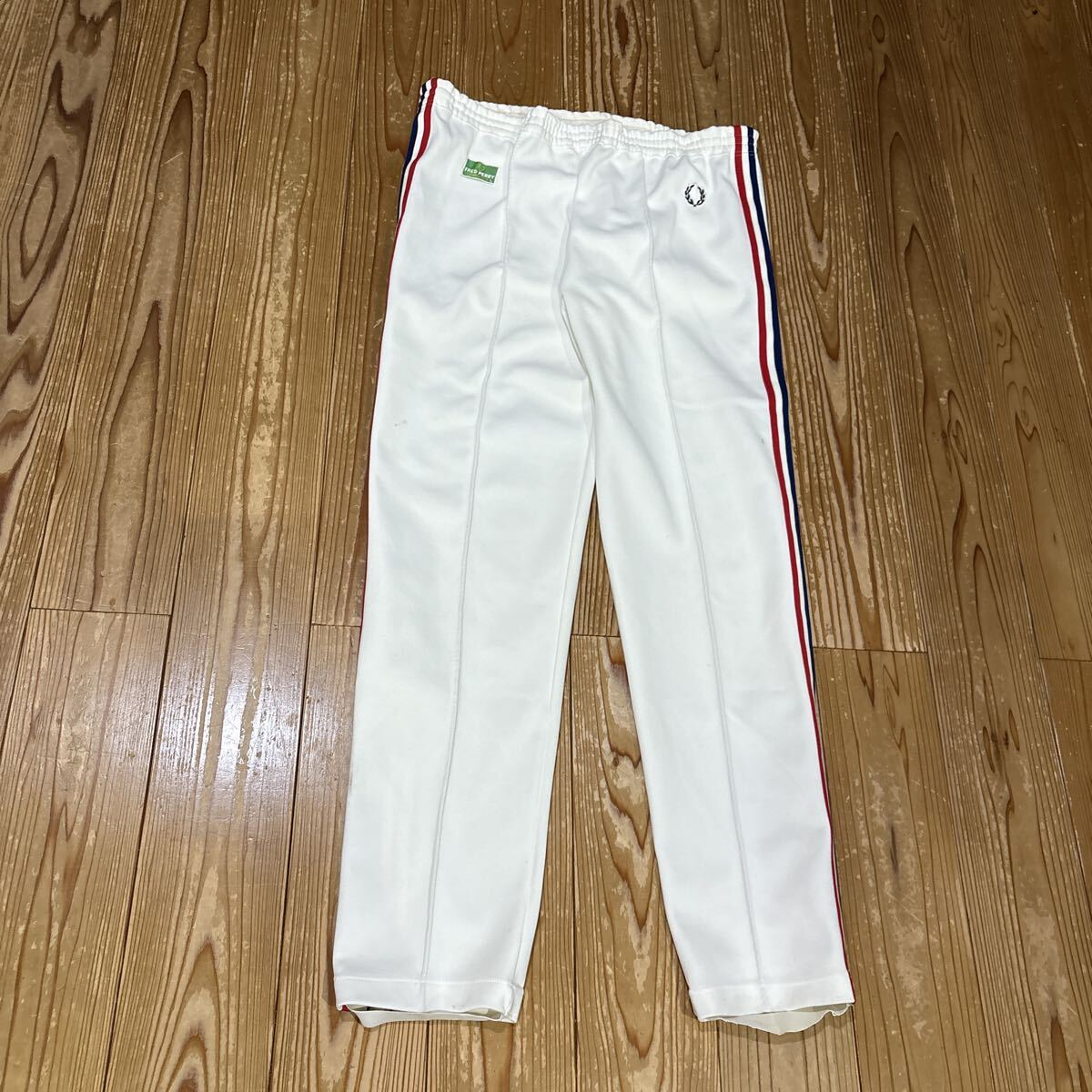 FRED PERRY フレッドペリー 80年代 パンツ ヴィンテージ PWP-5000 ホワイト/ネイビー&レッドライン L ヒットユニオン製拍卖