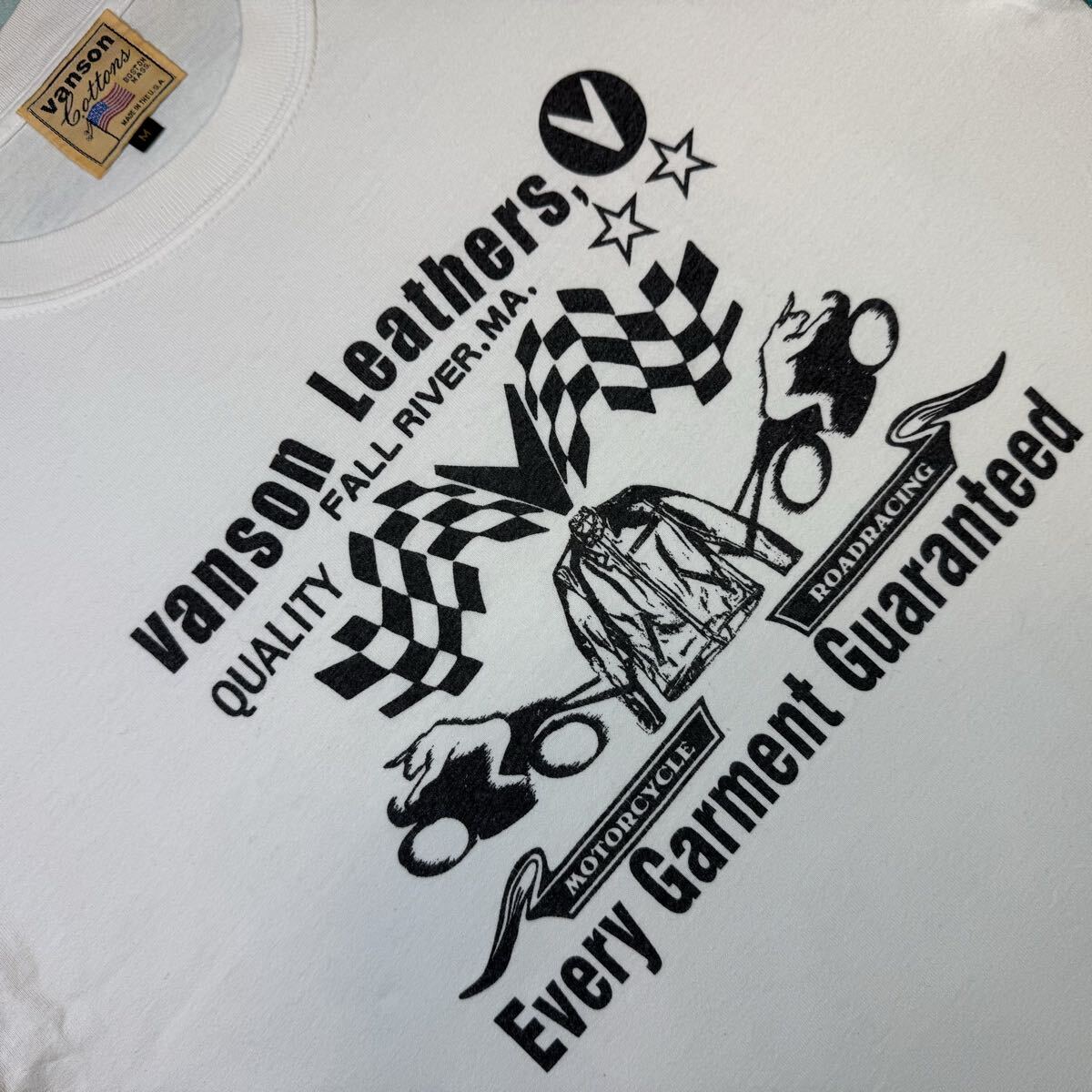 激レア!入手困難!武骨ラギッド!00's初期MADE IN U.S.A BACKDROP販売VANSON leathers,Teeバンソン バックドロップ染み込み 厚地TシャツM企業拍卖