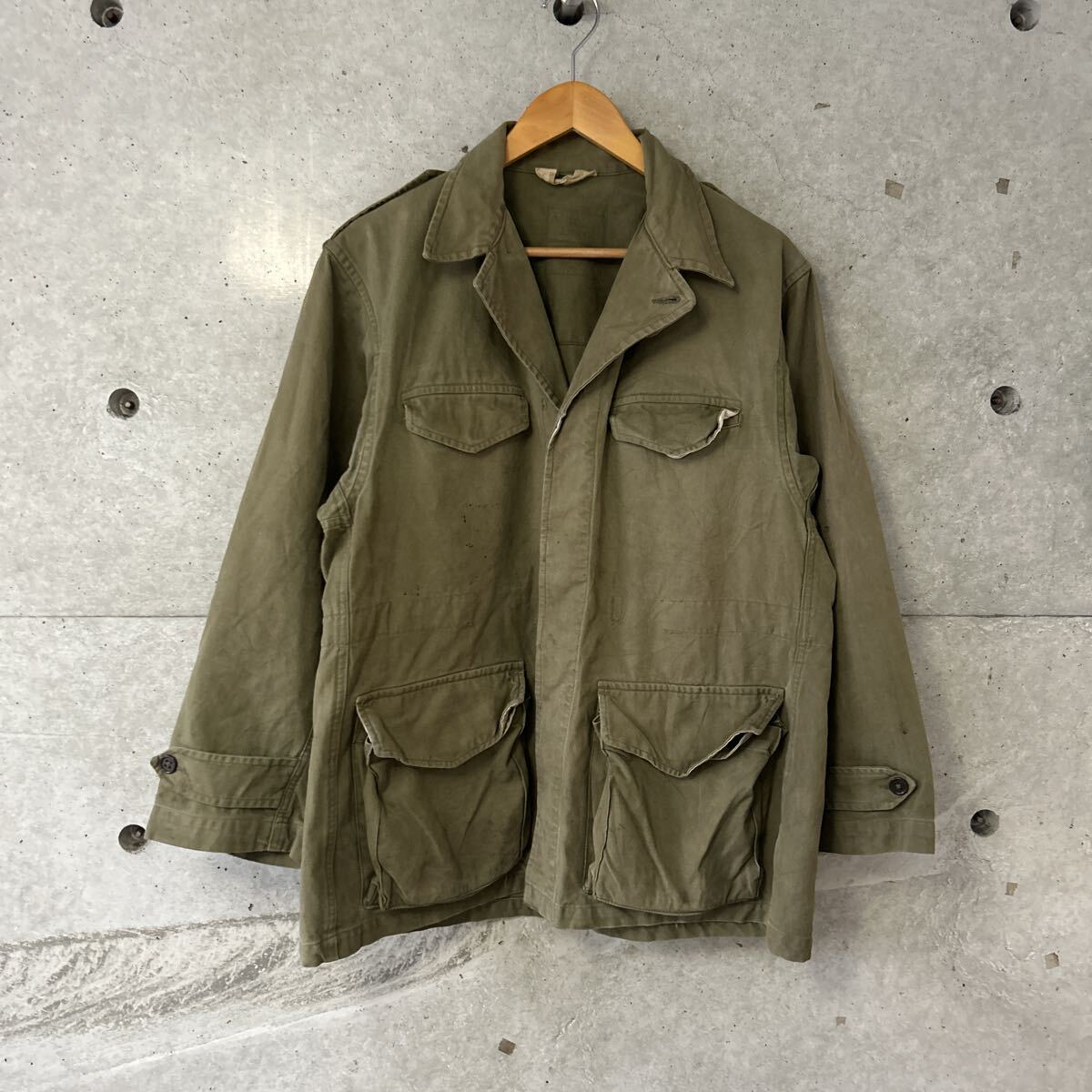 50s M-47 前期型 フランス軍 実物 フィールドジャケット ミリタリー 軍モノユーロ FrenchArmy ヴィンテージ ビンテージ レア 古着 L カーキ拍卖