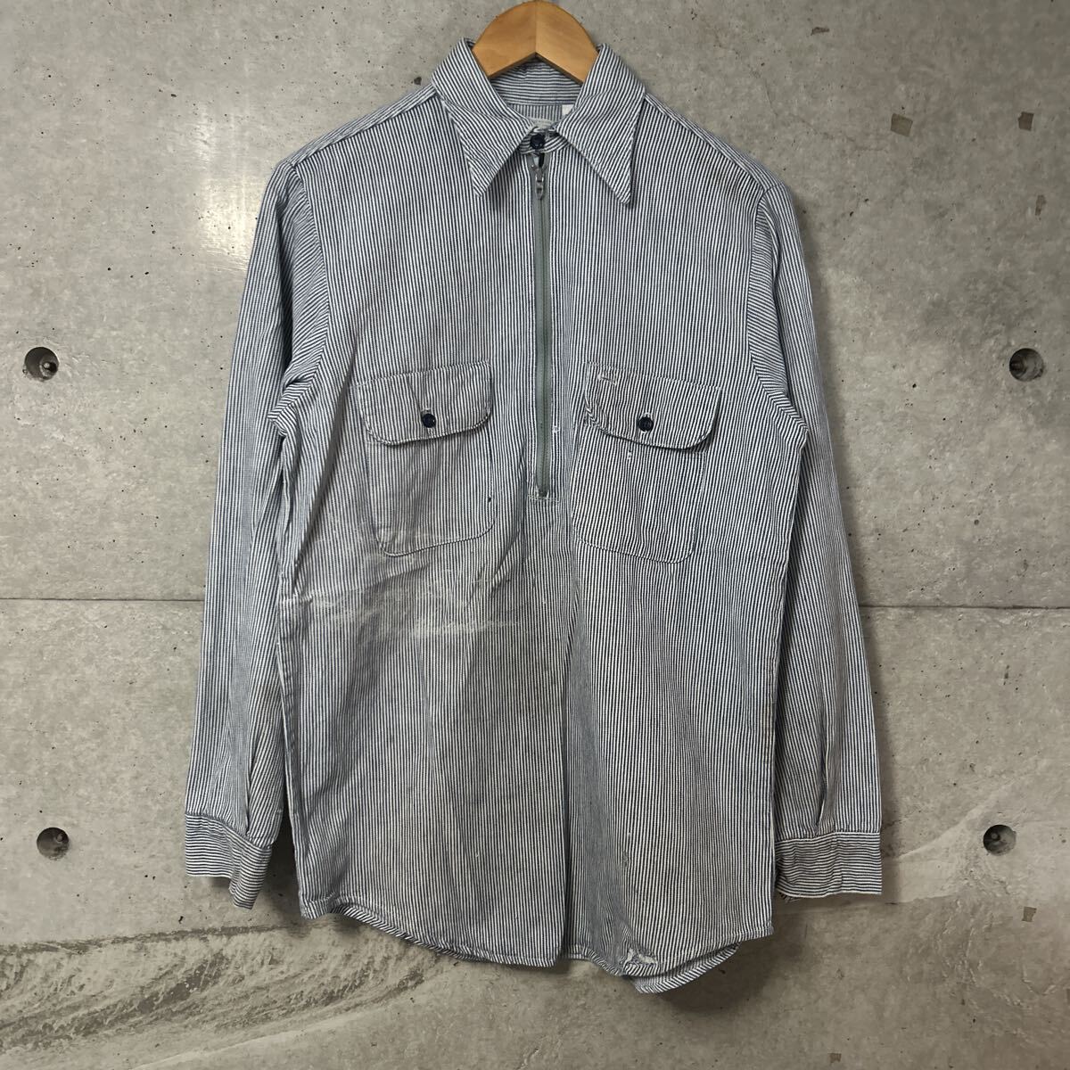 70s BIGMAC ヒッコリー ワークシャツ プルオーバー ビックマック ストア系 ワーク ハーフジップ タロン ヴィンテージ ビンテージ レア 古着拍卖