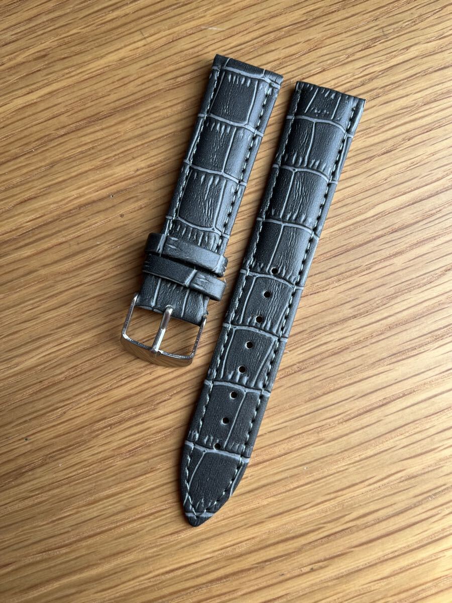 20mm レザーベルト 皮 クロコ 灰色グレー メンズ腕時計拍卖