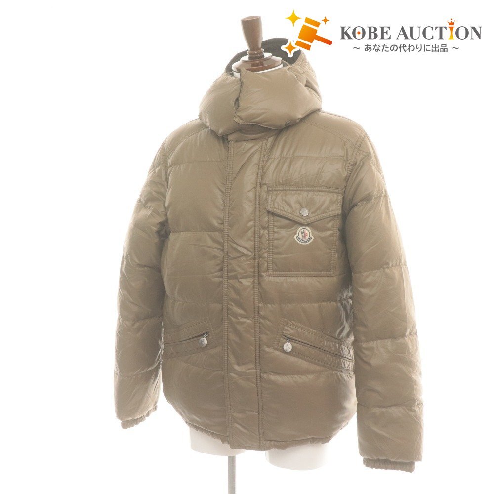 ■ モンクレール ダウンジャケット 41365/00/69833 長袖 アウター フード取り外し式 ロゴ ワッペン メンズ 3 (L相当) ベージュ拍卖
